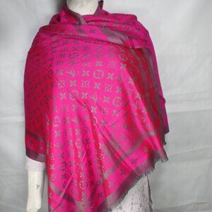 Louis Vuitton Stole Shawl Wrap 65% Cashmere 35% Silk  Pink Used